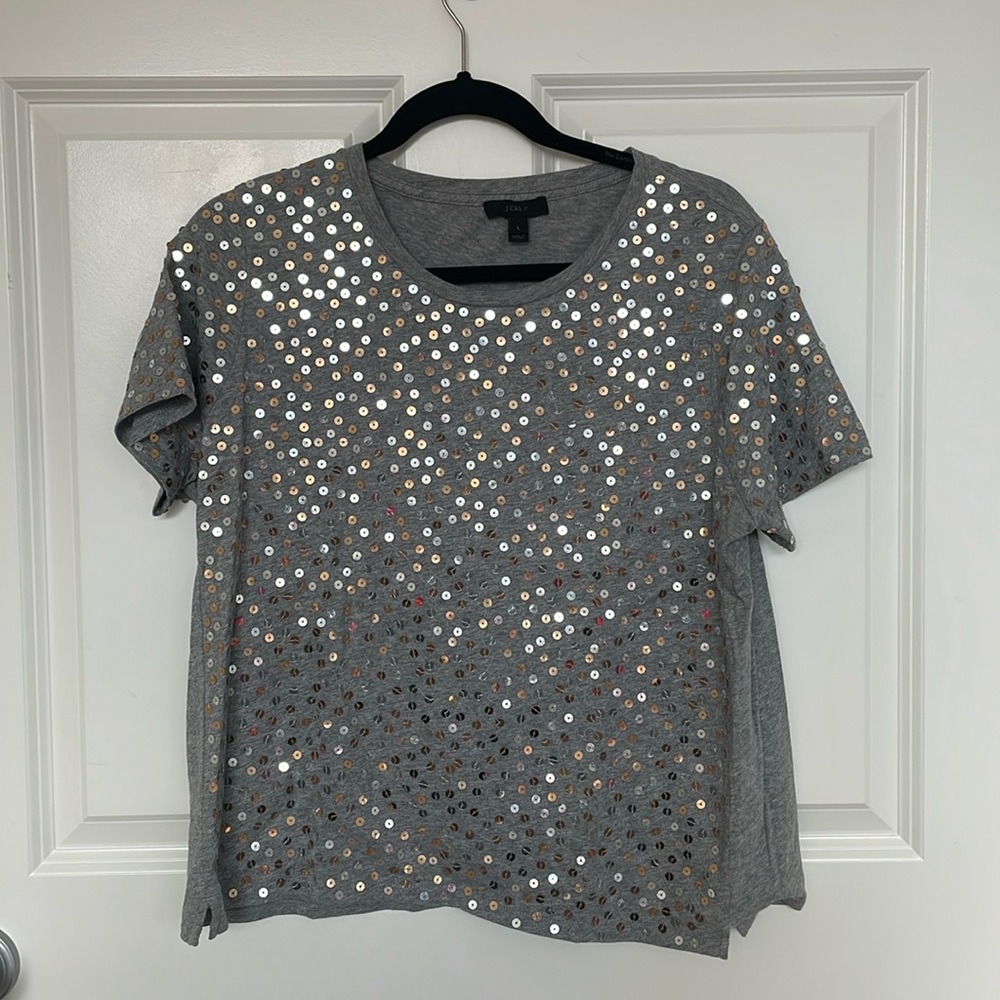 Grey sequin J crew shirt